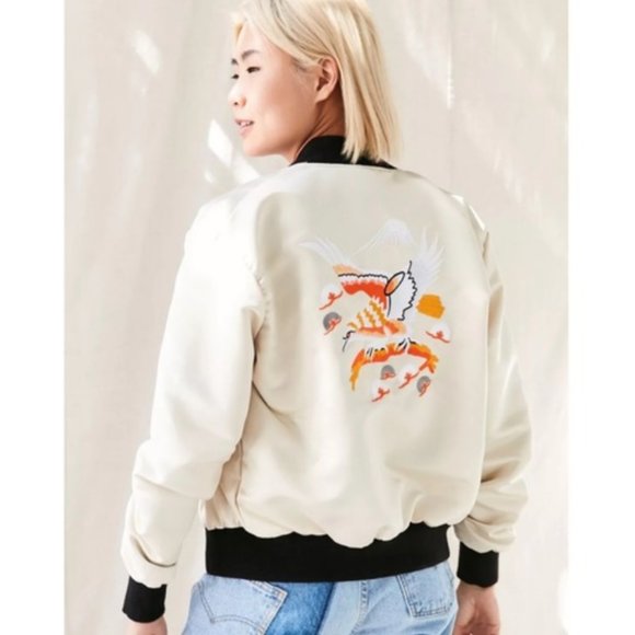 Urban Renewal Jackets & Blazers - NWOT Rare UO Urban Renewal Soaring Desert Eagle Embroidered Satin Bomber